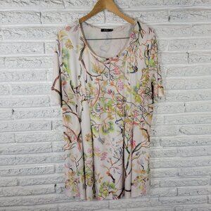 Lily Firmiana Womens Dress 1X Plus Mini Short Sleeve Birds Floral FLO204E